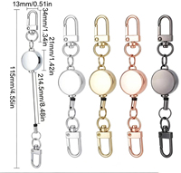 Porte-clés rétractable élastique avec anneau, porte-badge extensible, cordon de suspension avec mousqueton