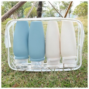 Kit de Viaje 4 en 1, Portátil, con Envases de Silicona Reutilizables para Champú, Loción y Líquidos, con Bolsa - Product Image 3