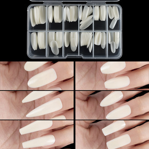 120 faux ongles blancs français à couverture complète en ABS, longs, avec colle, vente directe usine, kit de manucure à presser - Product Image 2
