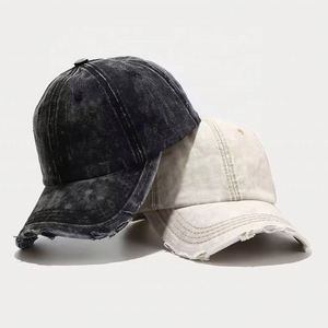 Wholesale Blank Worn Out Washed Style Sunhat 6 Panels Baseball Cap Distressed Faded Denim Dad <b>Hat</b> Jean Blue Trucker <b>Hat</b> - Product Image 2