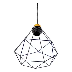 Lámpara Colgante Vintage Minimalista de Hierro Negro con Bombilla E27 Blanco Cálido, Diseño de Estructura Geométrica para Interiores o Restaurantes - Product Image 3