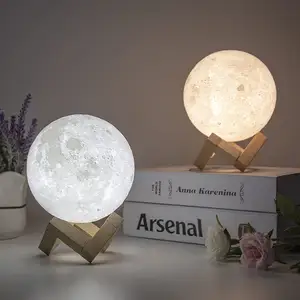 Add Water Moisturizing USB Essential Oil Diffuser Luminaire Lamp 3D Moon Humidifier For Aroma