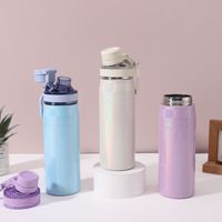 Bouteille d'eau sport portable pour femme et tasse de voyage pour voiture, thermos élégant à paillettes dorées nacrées