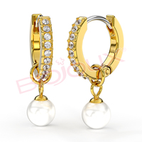 Biojoux Marque BJT268 - 5TH Avenue 6mm Perle 14mm Boucles D'oreilles Pour Dames Bijoux Plaqué Or Boucles D'oreilles Pour Femmes 24GP