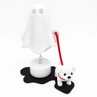 Figurine de chien fantôme blanc imprimée en 3D GatherWorks, décoration d'Halloween, ornement de table de chevet de chambre à coucher, cadeau