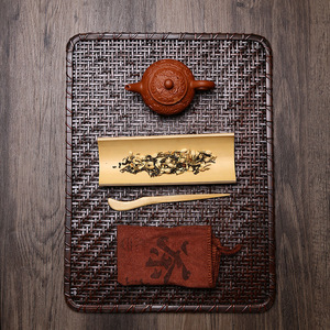 Handmade Bamboo Woven Tea Mat Rectangle Zen Style Tea Ceremony Accessory Mats Pads - Product Image 3