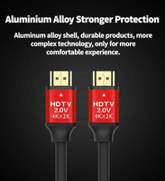 Câble Ultra HDM I haute vitesse 4K60Hz avec connecteurs plaqués or, boîtier en aluminium rouge pour PS5 Xbox 4K TV Projecteur Home Cinéma