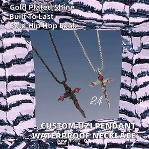 Collar con Colgante Uzi de Diseño Personalizado, Moderno, Chapado en Oro de 18K, Cadena de Acero Inoxidable, Estilo Hip <span class=keywords><strong>Hop</strong></span> Punk para Hombre, para Fiestas - Product Image 2