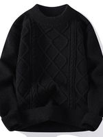 Nouveau pull en tricot pour homme, style rétro, fleurs torsadées brodées, pull d'hiver, automne, taille jeune, col anti-rétrécissement, tissage à rayures