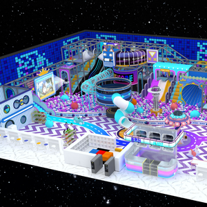 Équipement d'amusement intérieur série Espace, matériaux en fibre de verre et PVC, comprend un grand toboggan, un trampoline, une aire de jeux souple et du sable - Product Image 3