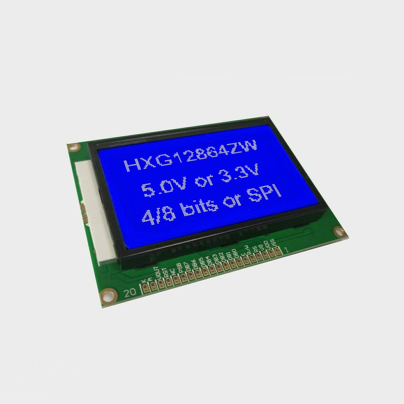 128x64 LCD Display - STN Monocolor, 5V/3.3V, SPI Interface