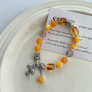 Bracelet en argent S925 avec ambre, motif floral, bijoux fins perlés pour femme, à porter au quotidien - Product Image 4