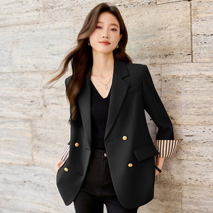Women's Blazer Brown Solid Color Loose Fit Anti-Wrinkle Pocket Design Autumn 2025 Style - Product Image 4
