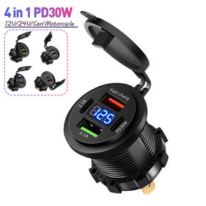 Nuevo <span class=keywords><strong>cargador</strong></span> de coche USB Dual PD Dual QC 3,0 con adaptador de toma de corriente de voltímetro impermeable para 12V/24V coche barco gran oferta - Product Image 1