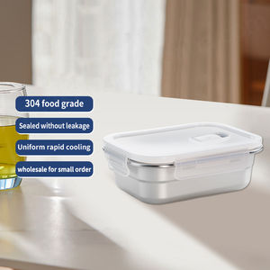 Rectangular Leakproof <b>Lunch</b> Bento Box Stackable Food Container 304 Stainless Steel <b>Lunch</b> Box Plastic Lid - Product Image 2