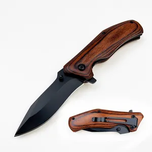 परिशुद्धता लकड़ी संभाल जेब चाकू काले स्टेनलेस स्टील ड्रॉप बिंदु बहुउद्देशीय तह शिकार आउटडोर चाकू