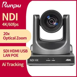 Runpu 4K 60FPS PTZ NDI Camera POE 12X 20X Zoom AI Tracking PTZ Camera SDI HD MI USB Video Conference Camera Church Live Stream
