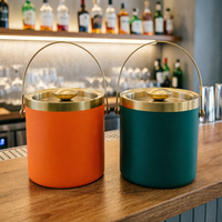 Seau à glace portable à double paroi en acier inoxydable 1,4L/2L/3L avec couvercle, résistant à la rouille, facile à nettoyer pour les hôtels, les bars, les KTV