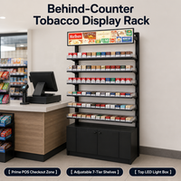 Étagère de présentation de tabac pour supermarché, 2200 mm de hauteur, vitrine à cigarettes, cadre en acier, étagères réglables, sur mesure