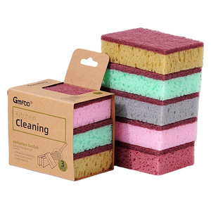 Éponges à vaisselle <span class=keywords><strong>pour</strong></span> laver la vaisselle, évier de cuisine, éponges de nettoyage, forme rectangulaire, épaisseur 3 cm, absorption d'eau 250%, paquet - Product Image 1