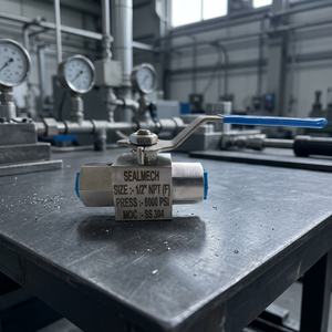 บอลวาล์วเหล็กกล้าคาร์บอน เกลียวใน NPT 650 psi ควบคุมการไหลด้วยคันโยกแบบแมนนวล สำหรับระบบไฮดรอลิก น้ำมัน OEM Supply Sealmech 1 พอร์ต - Product Image 1
