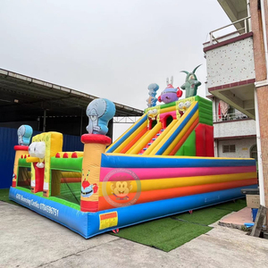 สปันจ์บ็อบของเล่นการ์ตูนเป่าลมเด้งพร้อมสไลด์คอมโบสวนสนุกปราสาทเป่าลมเชิงพาณิชย์ - Product Image 2