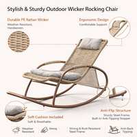 Fauteuil à bascule d'extérieur Meiqi, fauteuil inclinable en rotin résistant aux intempéries pour balcon, patio, jardin, hôtel, maison, loisirs et détente
