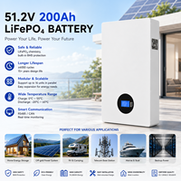 Batería de Litio de 51.2V 10kWh 200Ah, Montaje en Pared, IEC62619, BMS Integrado, Ciclo Profundo, 6000 Ciclos, RS485, para Almacenamiento de Energía Solar Doméstica