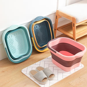 Bac à pédicure pliable <span class=keywords><strong>et</strong></span> rétractable avec couvercle - <span class=keywords><strong>Bassine</strong></span> de bain de pieds portable en plastique pour la maison <span class=keywords><strong>et</strong></span> le dortoir - Product Image 2