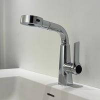 Robinet de lavabo de salle de bain moderne minimaliste à poignée unique en laiton brossé avec cartouche céramique, à poser sur le plan, pour eau chaude et froide
