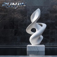 Sculpture d'art métallique abstraite blanche de grande taille en acier inoxydable soudé de qualité architecturale moderne pour projets hôteliers