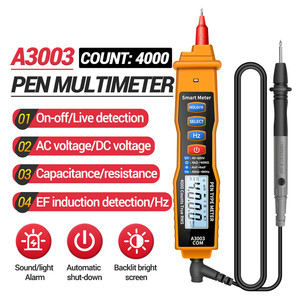 Multímetro <span class=keywords><strong>digital</strong></span> A3003, medidor tipo pluma, 4000 recuentos con resistencia de voltaje CA/CC sin contacto, herramienta de prueba de capacitancia Hz - Product Image 4