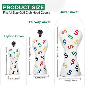 Housse de tête de club de golf en cuir PU brodée et imprimée pour driver, accessoire de golf très populaire - Product Image 2