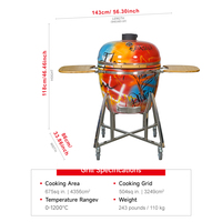 SEB KAMADO XX Parrilla grande para horno al aire libre de 26 pulgadas Kamado BBQ Smoker Barbacoa Huevo BBQ Parilla Cerámica Acero Carbón Combustible Tamaño grande
