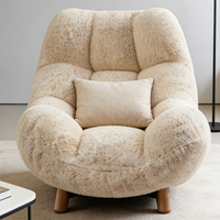 Fauteuil individuel de salon avec revêtement en tissu de laine et cadre en bois, fauteuil d'appoint pour la maison ou le bureau