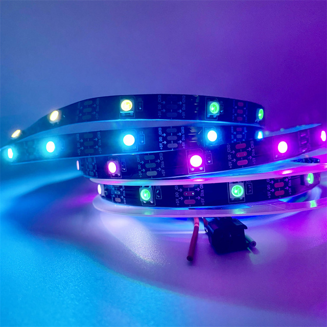 WS2812B Individually Addressable RGB LED Strip Light 5V Black PCB 144 LEDs/m Dream Color Programmable Smart Pixel Tape Light
