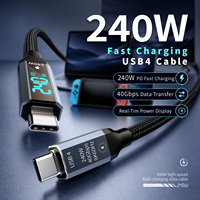 Cable USB4.0 Tipo-C de 240W con Función Completa, Pantalla Digital, Carga Rápida, Transmisión de Alta Velocidad de 40Gbps, Revestimiento de Nailon para Laptop IOS