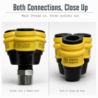 Y Type Male Thread Pneumatic Fitting Plastic Steel Push In Quick Connector 1/2" 3 Way Air Hose Splitter 1 to 3 Air Tube Joint