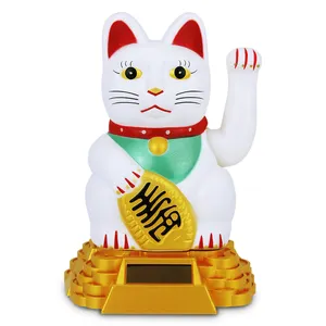 일본 배터리 작동 플라스틱 6 인치 7 인치 8 인치 블랙 ABS Maneki Neko Fortune Cat 부유 한 흔들며 행운의 고양이