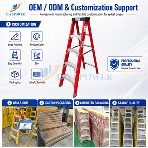 DIYU 6ft 8ft Step <strong>Ladder</strong> Fiberglass Single Side <strong>a</strong> <strong>Frame</strong> 6 Steps Frp Platform <strong>Ladders</strong> Red/yellow Reinforced Plastic Composite GRP - Product Image 1