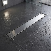 Siphon de sol rectangulaire OEM moderne en acier inoxydable chromé 80*300mm, insert de carrelage pour salle de bain, anti-odeur, douche dissimulée, cuisine