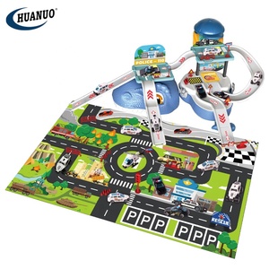 Nueva llegada niños 3 en 1 dinosaurio almacenamiento maleta garaje estacionamiento aleación policía coche Parque Aventura juguetes con mapa - Product Image 1