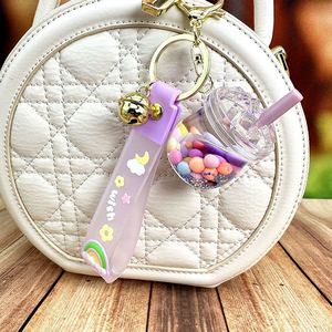 New Arrival Milk Tea Cup Keychain With Liquid Quicksand Bubble Tea Keychain Fruit Milk Tea Keychain - Product Image 4