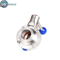 Vanne papillon manuelle sanitaire à trois colliers en acier inoxydable SS304 SS316L pour système de refroidissement liquide de centre de données