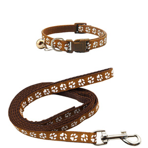 Cat leash with paw print pattern, adjustable pet collar with bell, cross-border cat and <b>dog</b> leash, spot wholesale. - Product Image 3