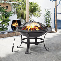 Table de foyer portable moderne en acier pour extérieur, patio, jardin, barbecue, chauffage, camping, avec foyer à bois et pique-foyer thermolaqué