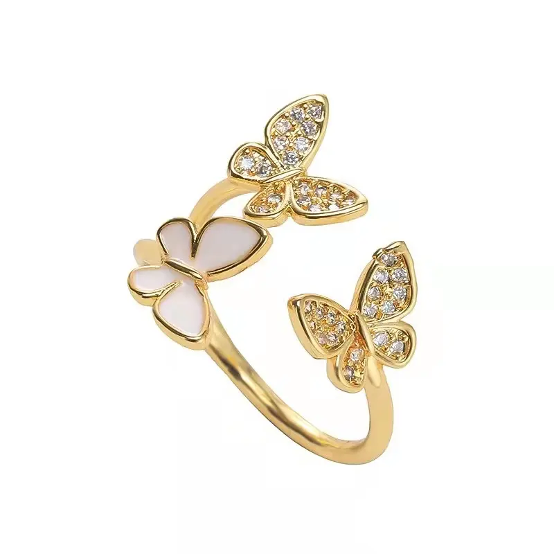 Jewelry jewelry ring stock wholesale micro-set zirconia women's fashion personality butterfly ring