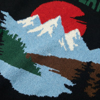 Pull en tricot jacquard personnalisé avec logo, motif montagne et arbre, chaud pour l'automne et l'hiver, inspiré de l'extérieur, col rond, pour homme