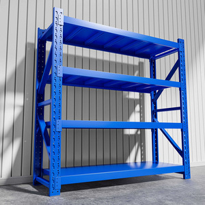 Estante de Almacenamiento Resistente de Acero Laminado en Frío Azul, 4 Niveles Ajustables y Apilables para Uso en Hogar, Almacén, Sótano y Supermercado - Product Image 2