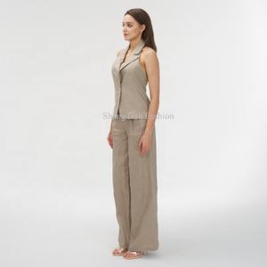 Pantalones de Mujer al por Mayor, Personalizados, Estilo Casual de Negocios, de Lino y Algodón Finos, Holgados y de Pierna Ancha - Product Image 4